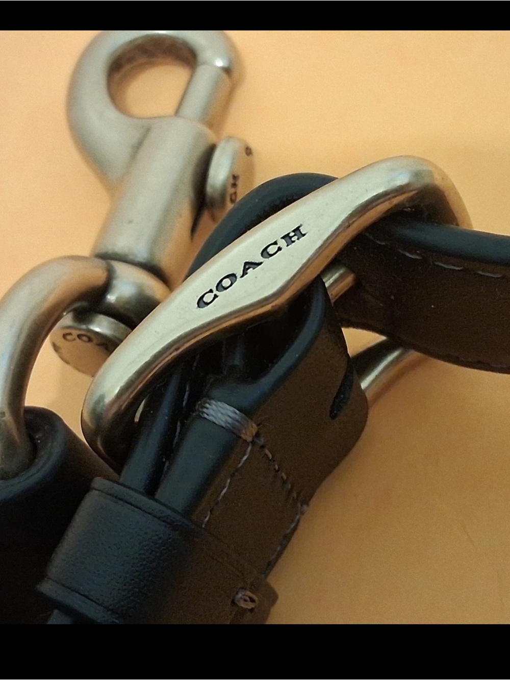 Coach Black Leather Replacement Strap Brass Hardware - Picture 2 of 4